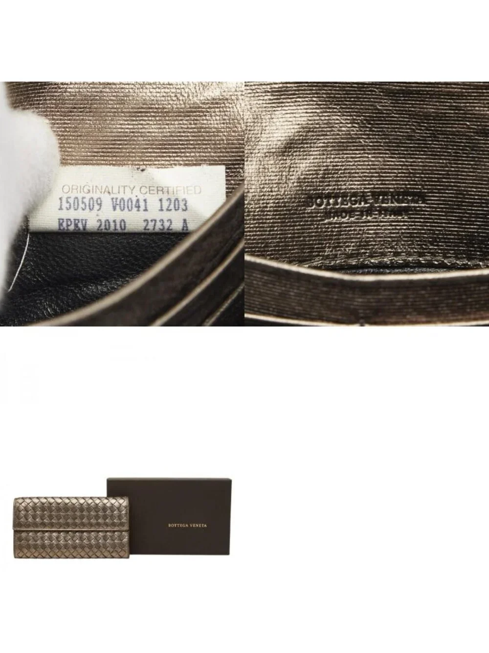 Bottega Veneta Intrecht Wallet Champagne Gold Leather